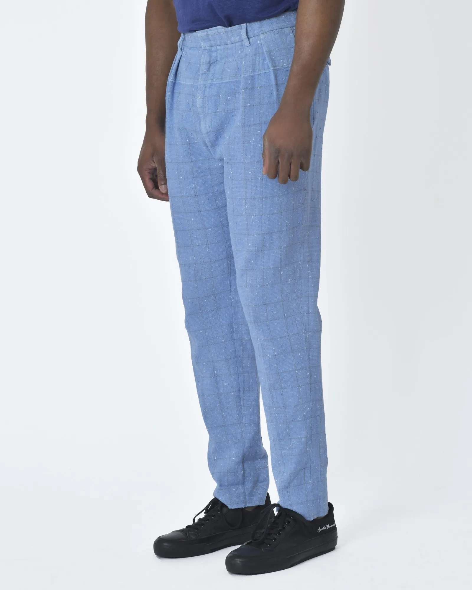 Pantalon bleu à carreaux  Gabriele Pasini 