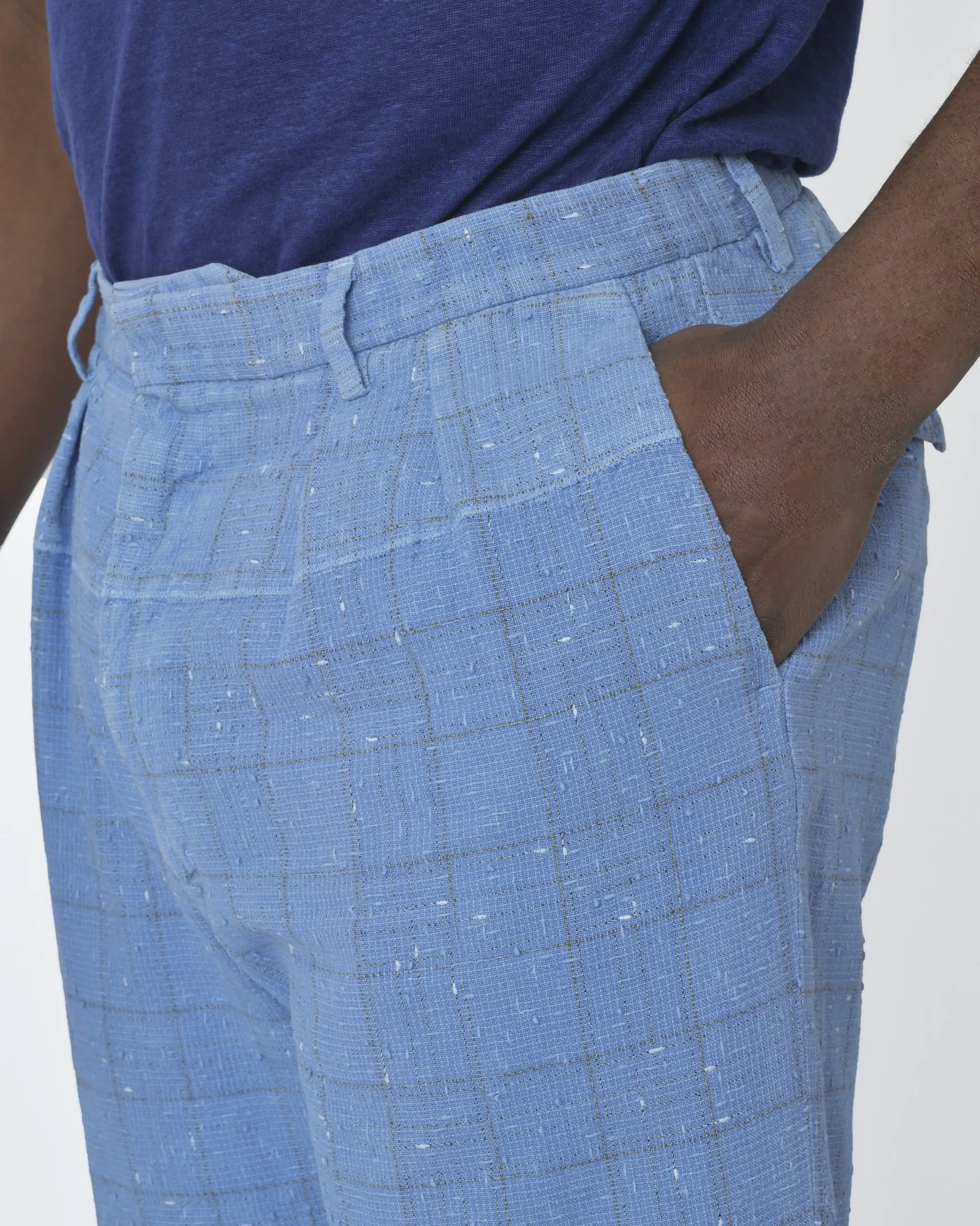 Pantalon bleu à carreaux  Gabriele Pasini 