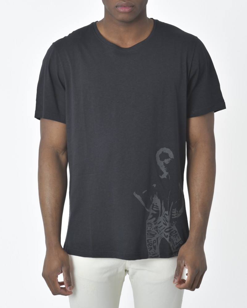 T-Shirt noir avec motifs fantaisies Erevan 