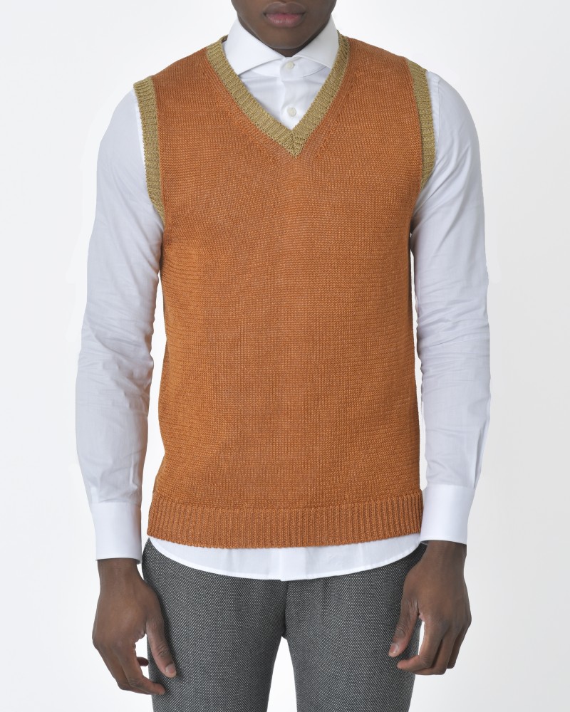 Pull en maille orange sans manches Dondup 