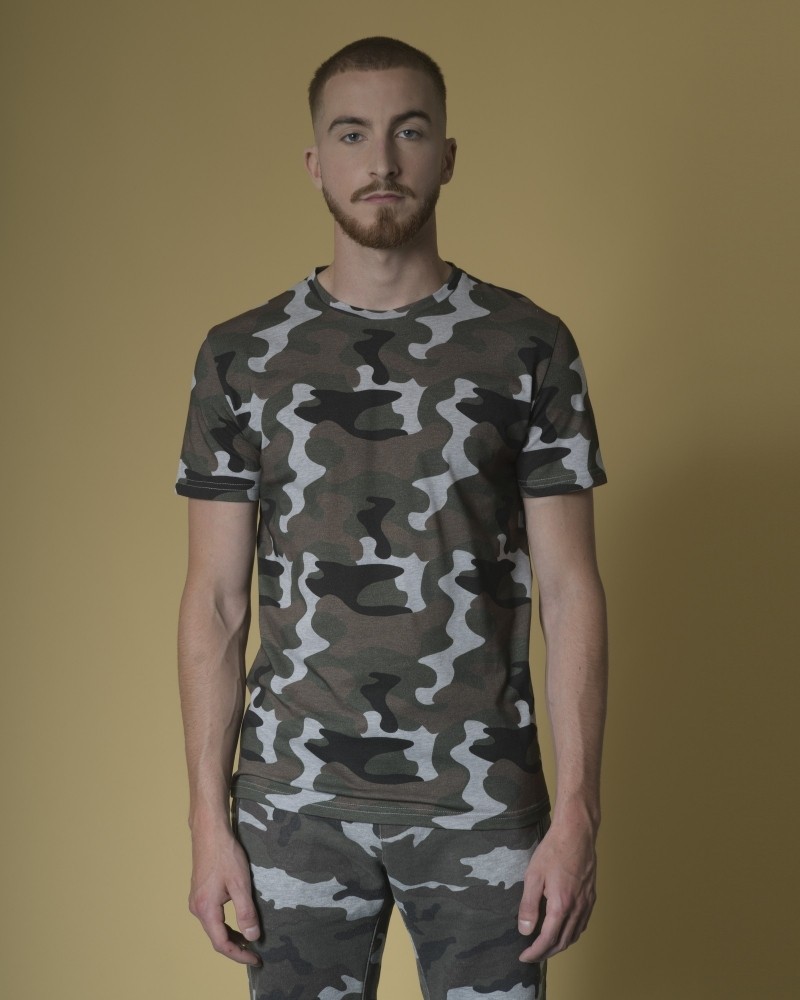 T-shirt en coton à imprimé camouflage Soho 