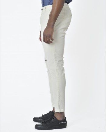 Pantalon effet usé blanc cassé Low Brand 