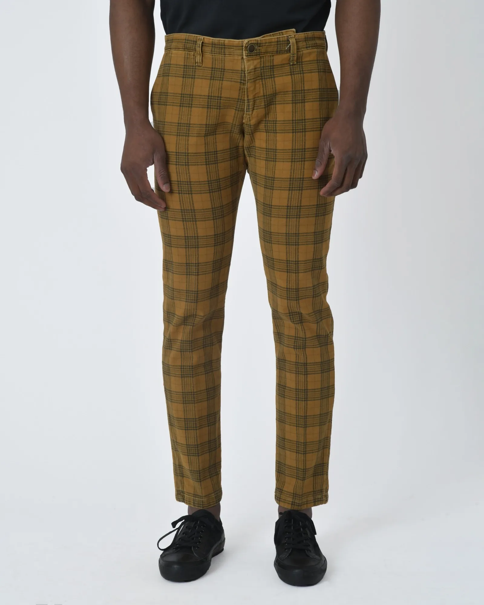 Pantalon à carreaux jaune Martin Zelo 