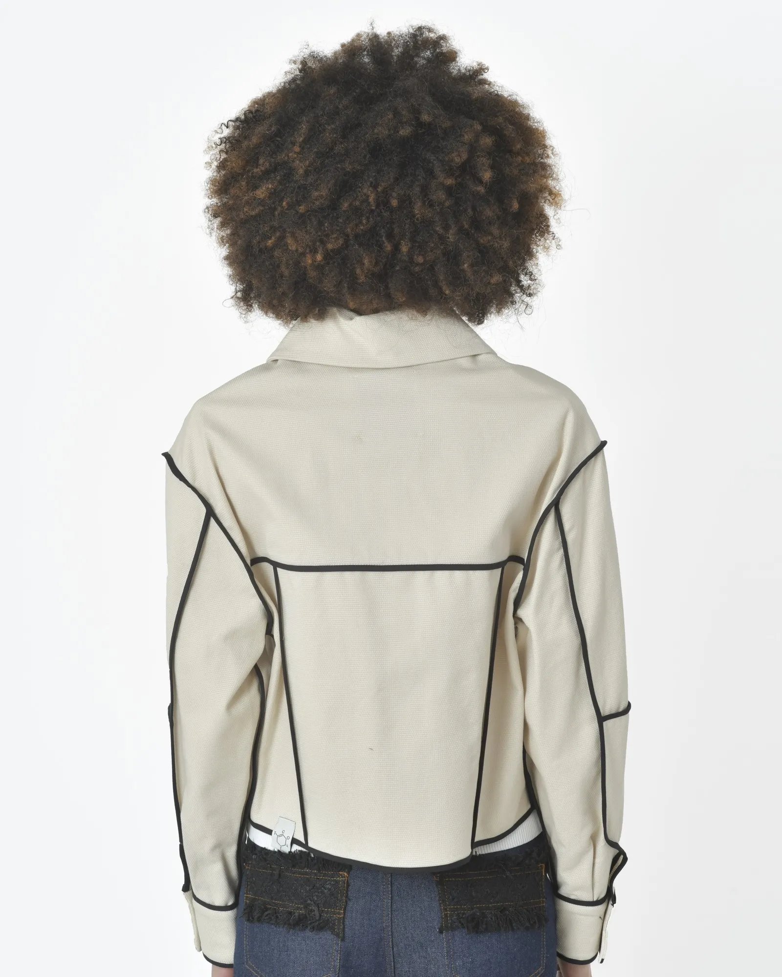 Veste beige bord noir T_Coat 