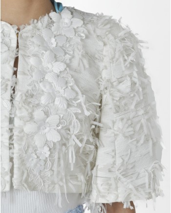 Veste blanche à fleur Edward Achour 