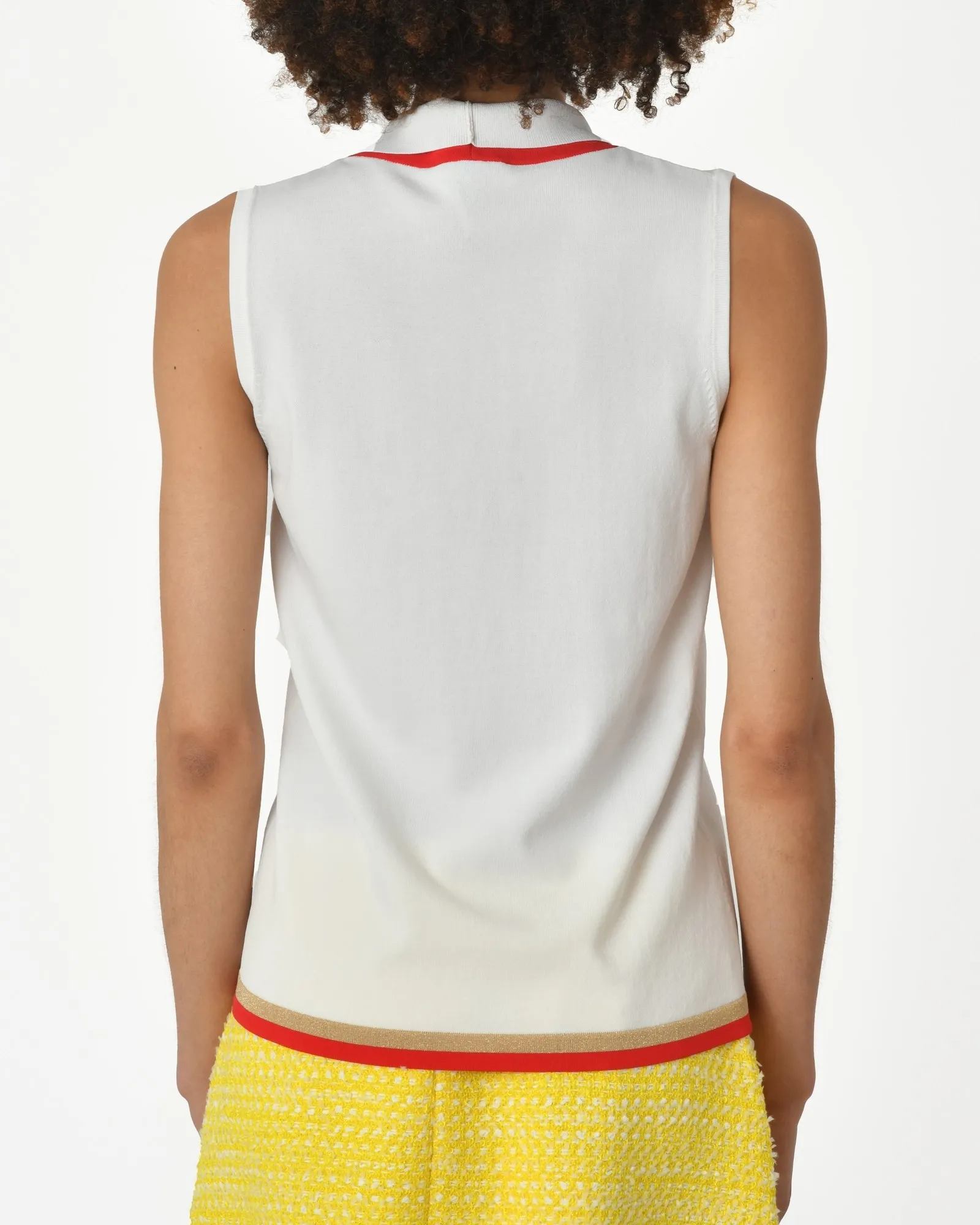 Pull blanc bord rouge Edward Achour 