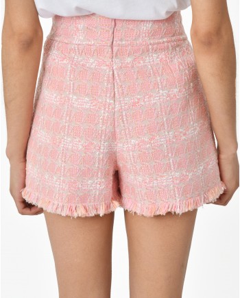 Short en tweed rose avec ceinture Edward Achour 