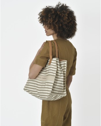 Tote bag fines rayures camel Narciso Rodriguez 