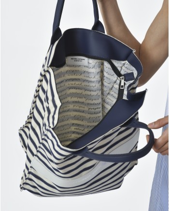 Tote bag larges rayures bleues marine et blanc Narciso Rodriguez 