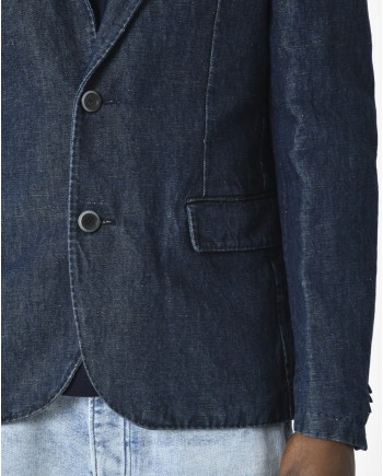 Veste blazer denim bleue nuit 120% Lino 