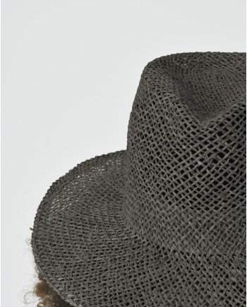 Chapeau gris unisex en raphia Reinhard Plank 