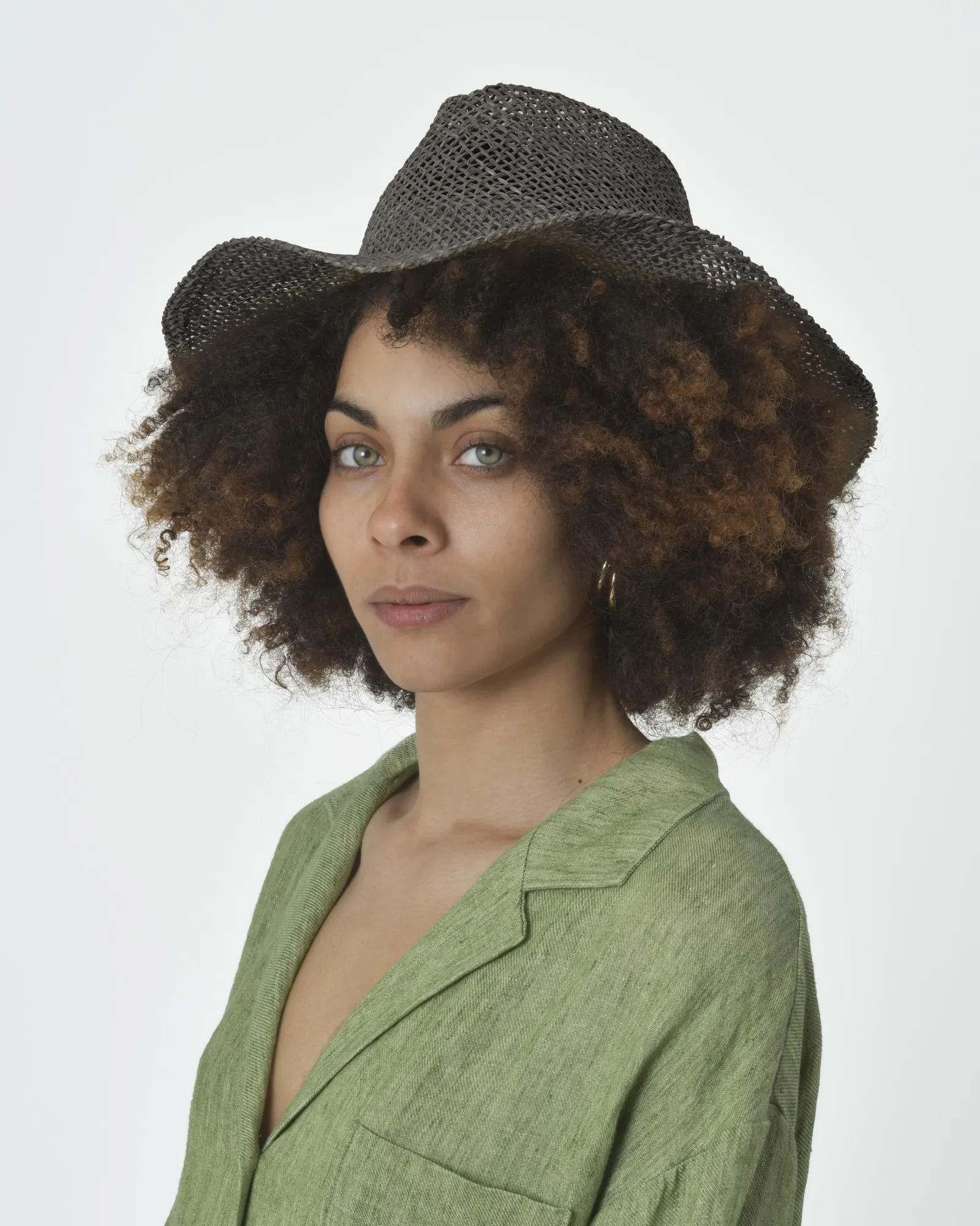 Chapeau gris unisex en raphia Reinhard Plank 