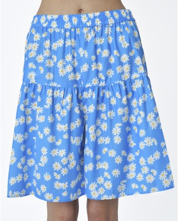 Short bleu à motifs marguerite Edward Achour 