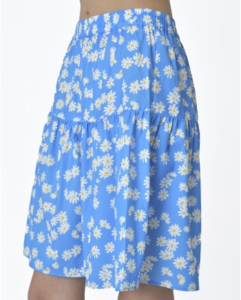 Short bleu à motifs marguerite Edward Achour 