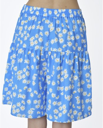 Short bleu à motifs marguerite Edward Achour 