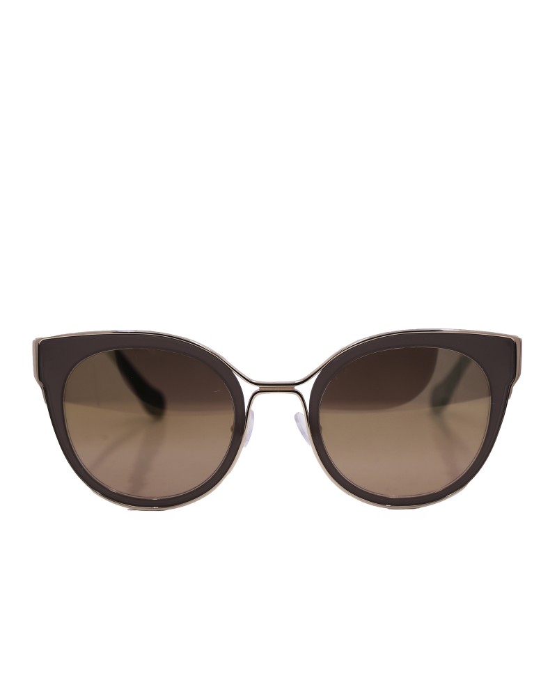 Lunettes de soleil satin brun et doré Carven 