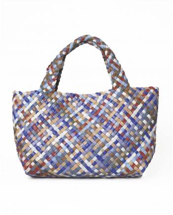 Sac cabas en cuir tressé multicolore Falorni 