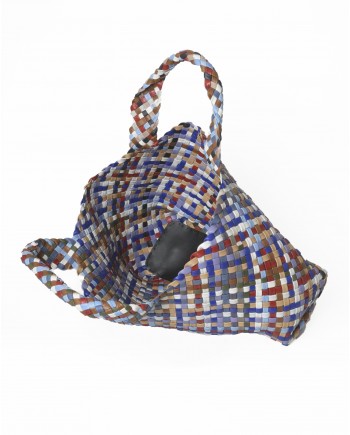 Sac cabas en cuir tressé multicolore Falorni 