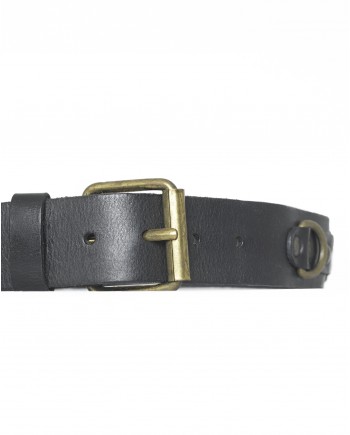 Ceinture en cuir à étriers et à boucle dorée Plein Sud 