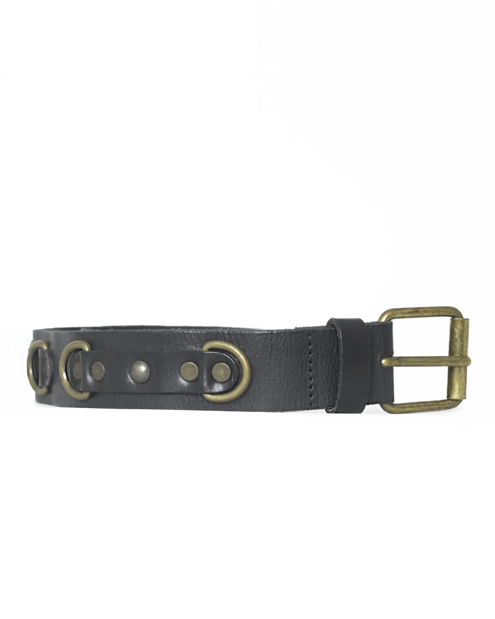 Ceinture en cuir à étriers et à boucle dorée Plein Sud 