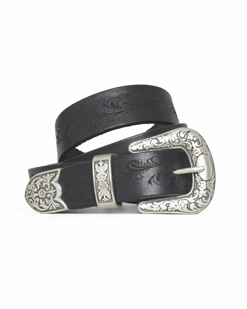 Ceinture en cuir noir Eleventy 