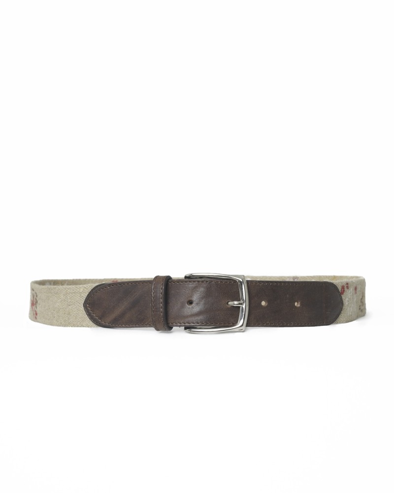 Ceinture bi-matière à motifs floraux rouges Eleventy 