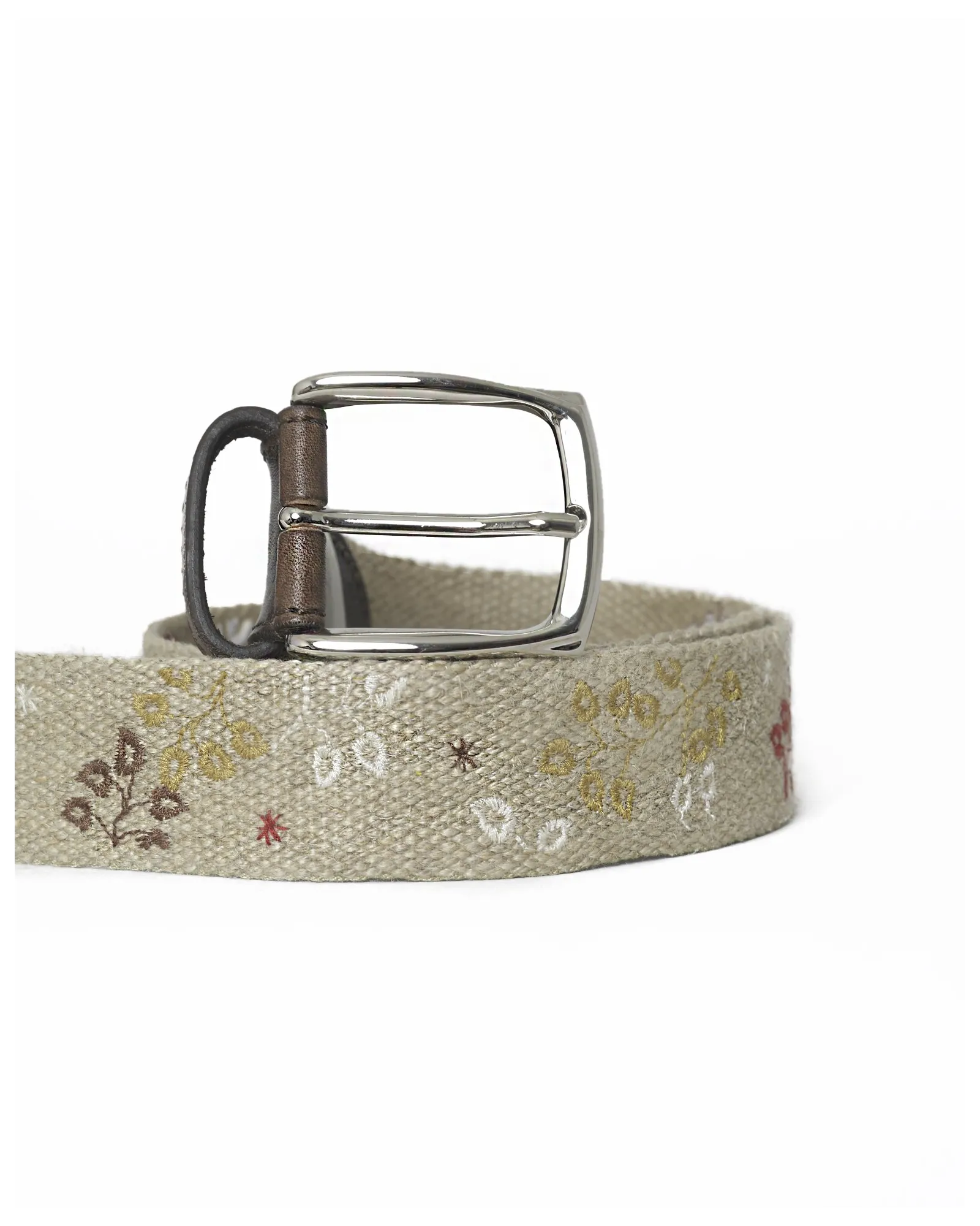 Ceinture bi-matière à motifs floraux rouges Eleventy 