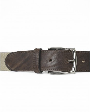 Ceinture bi-matière à motifs floraux rouges Eleventy 