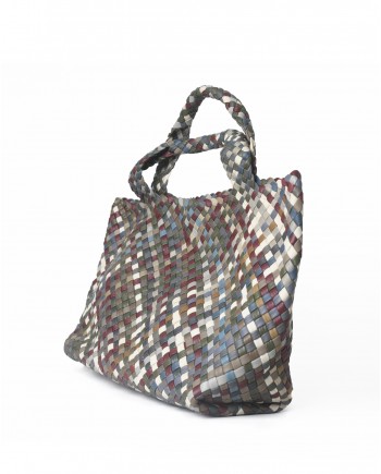 Sac en cuir tressé multicolore Falorni 