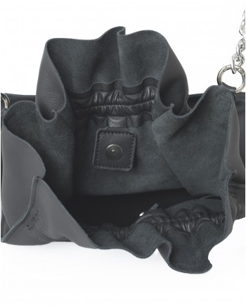 Sac seau en cuir noir Falorni 