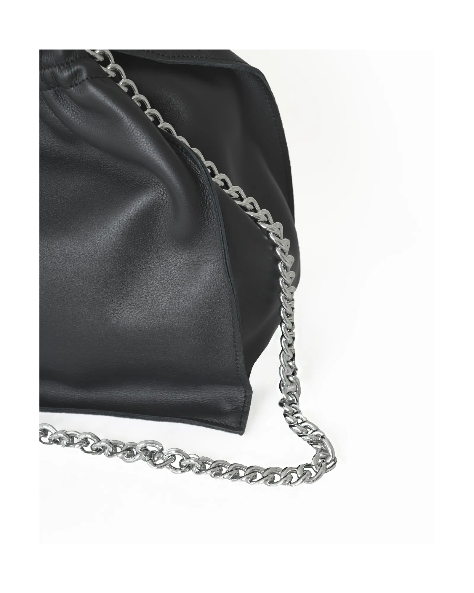 Sac seau en cuir noir Falorni 