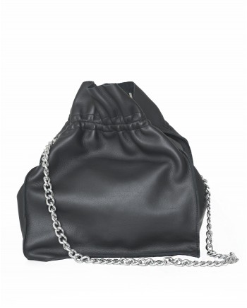 Sac seau en cuir noir Falorni 