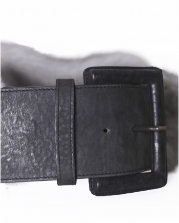 Ceinture en fourrure à empiecements en cuir Malo 