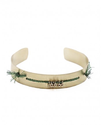 Bracelet de largeur moyenne dorée à détails en fils vert Polder 