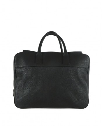 Sac cabas 48h en cuir noir Falorni 