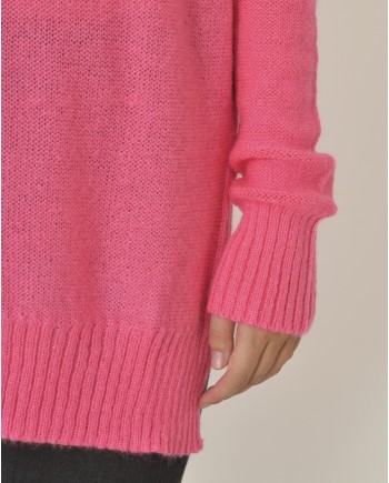 Pull en mohair mélangé à col roulé rose Emma White 