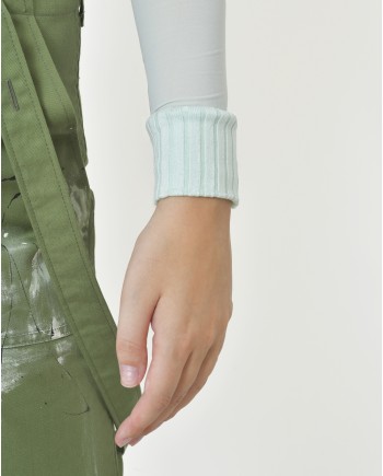 Sous-pull en cupro élastique vert Courrèges 