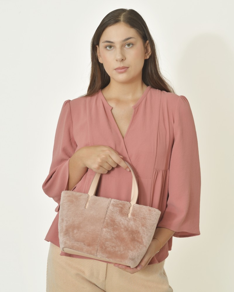 Sac en fausse fourrure rose Anita Bilardi 