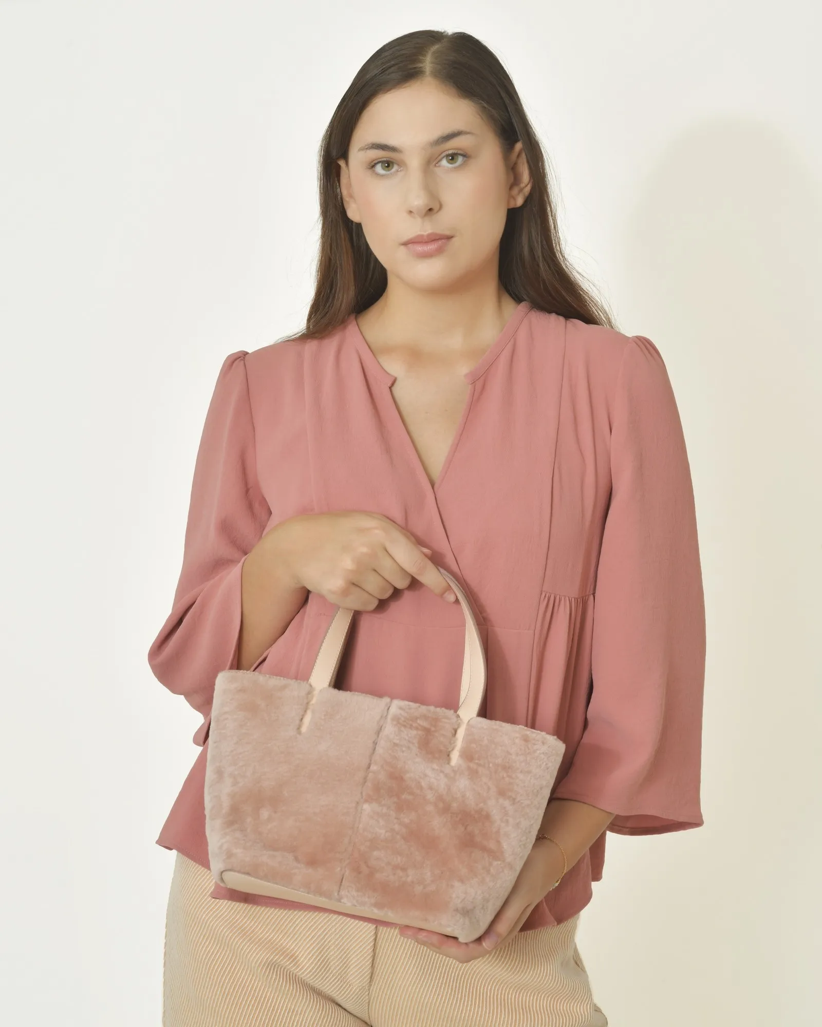 Sac en fausse fourrure rose Anita Bilardi 