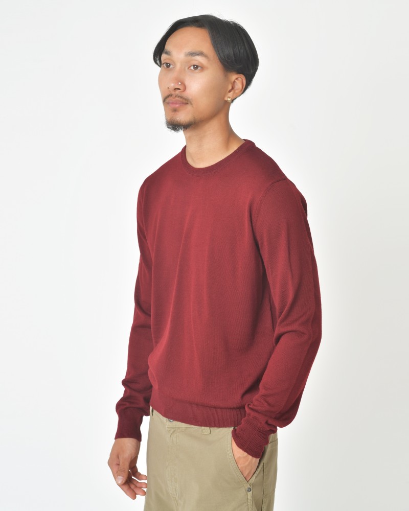 Pull en laine vierge mélangée bordeaux Vneck 