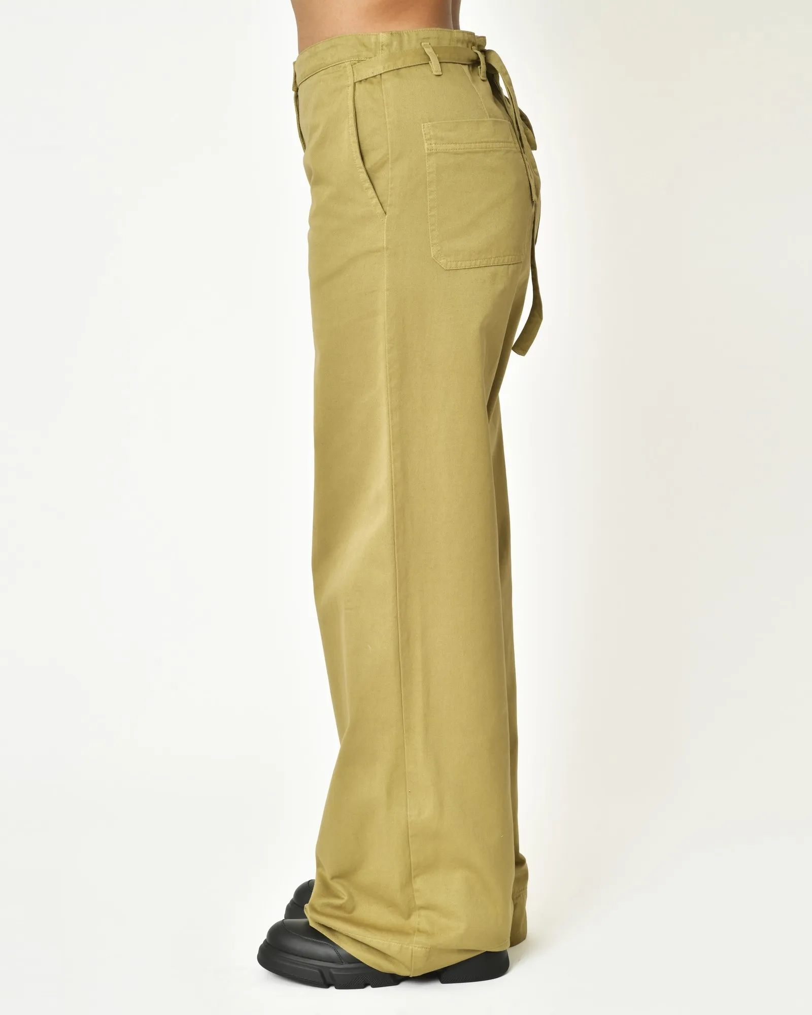 Pantalon en coton beige évasé AVN 