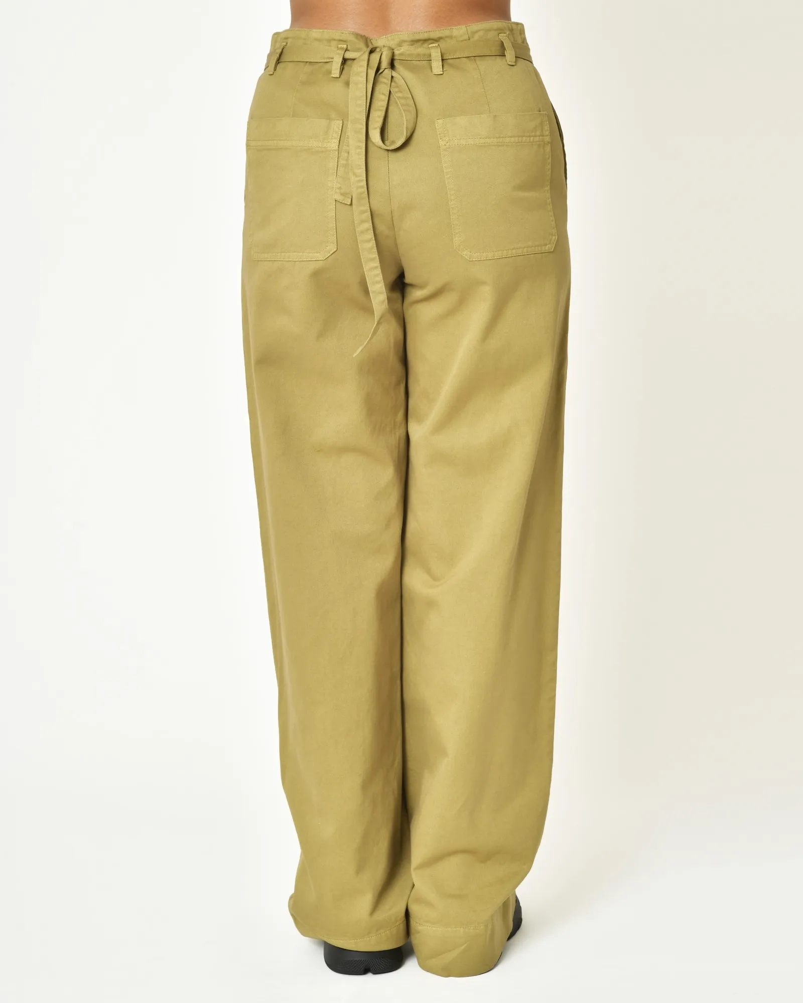 Pantalon en coton beige évasé AVN 