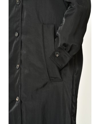 Manteau long noir à capuche amovible Tela 