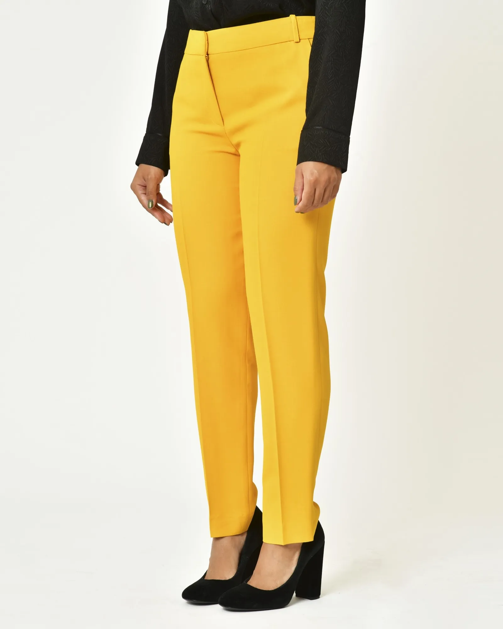 Pantalon en viscose jaune Chemins Blancs 