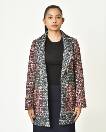 Manteau en tweed ceinturé Edward Achour 