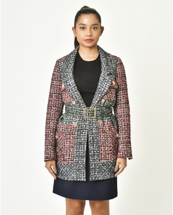 Manteau en tweed ceinturé Edward Achour 