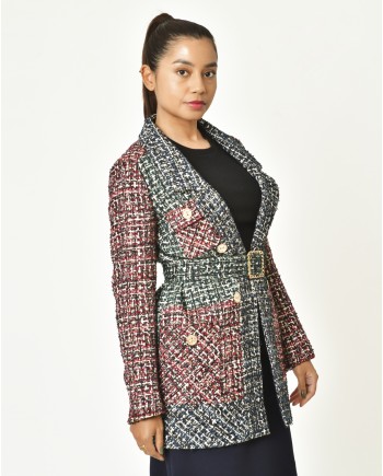 Manteau en tweed ceinturé Edward Achour 