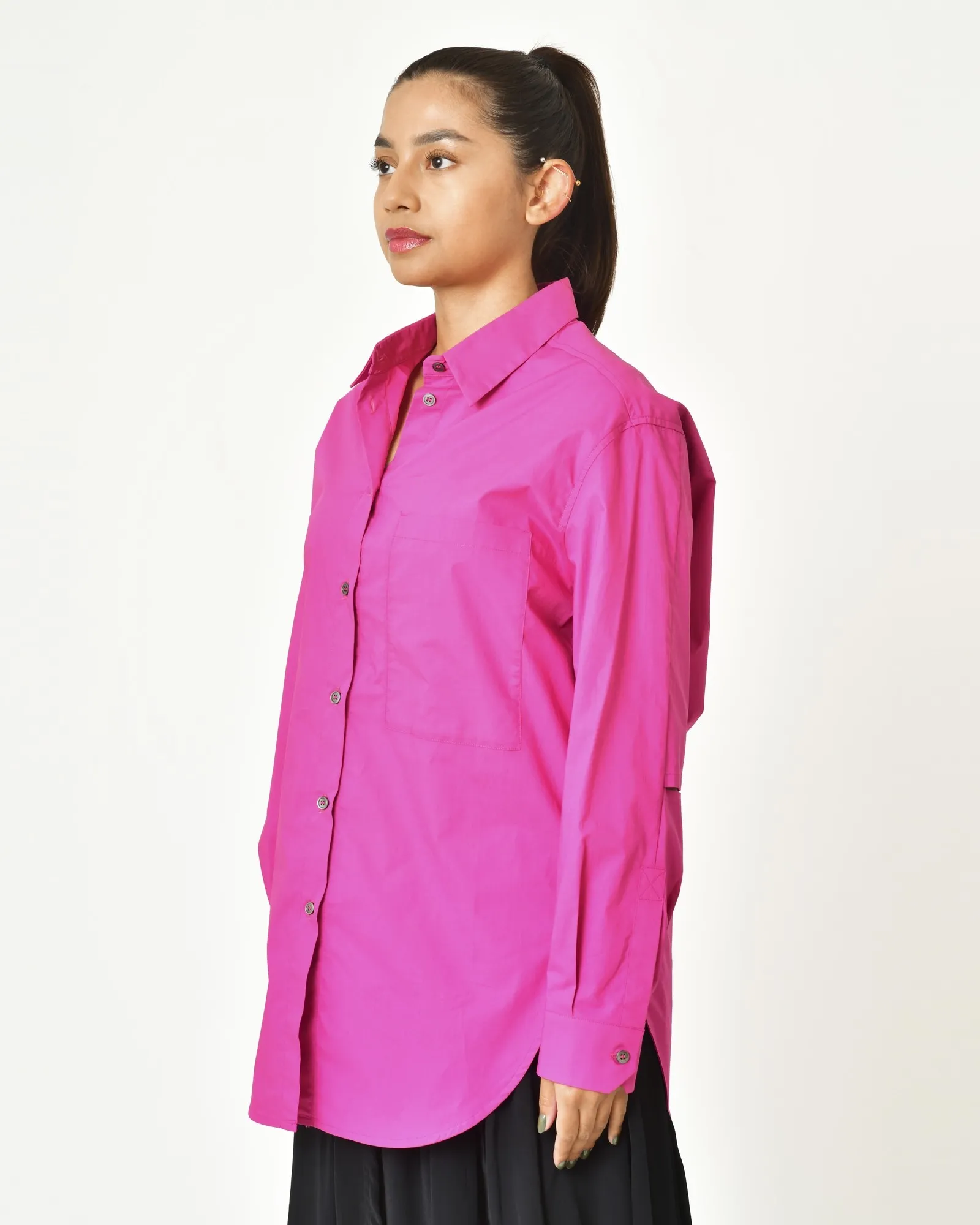 Chemise en coton fuchsia avec découpe Tela 