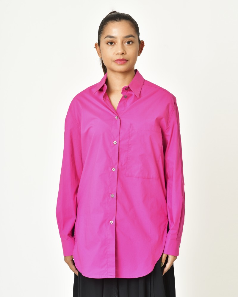 Chemise en coton fuchsia avec découpe Tela 