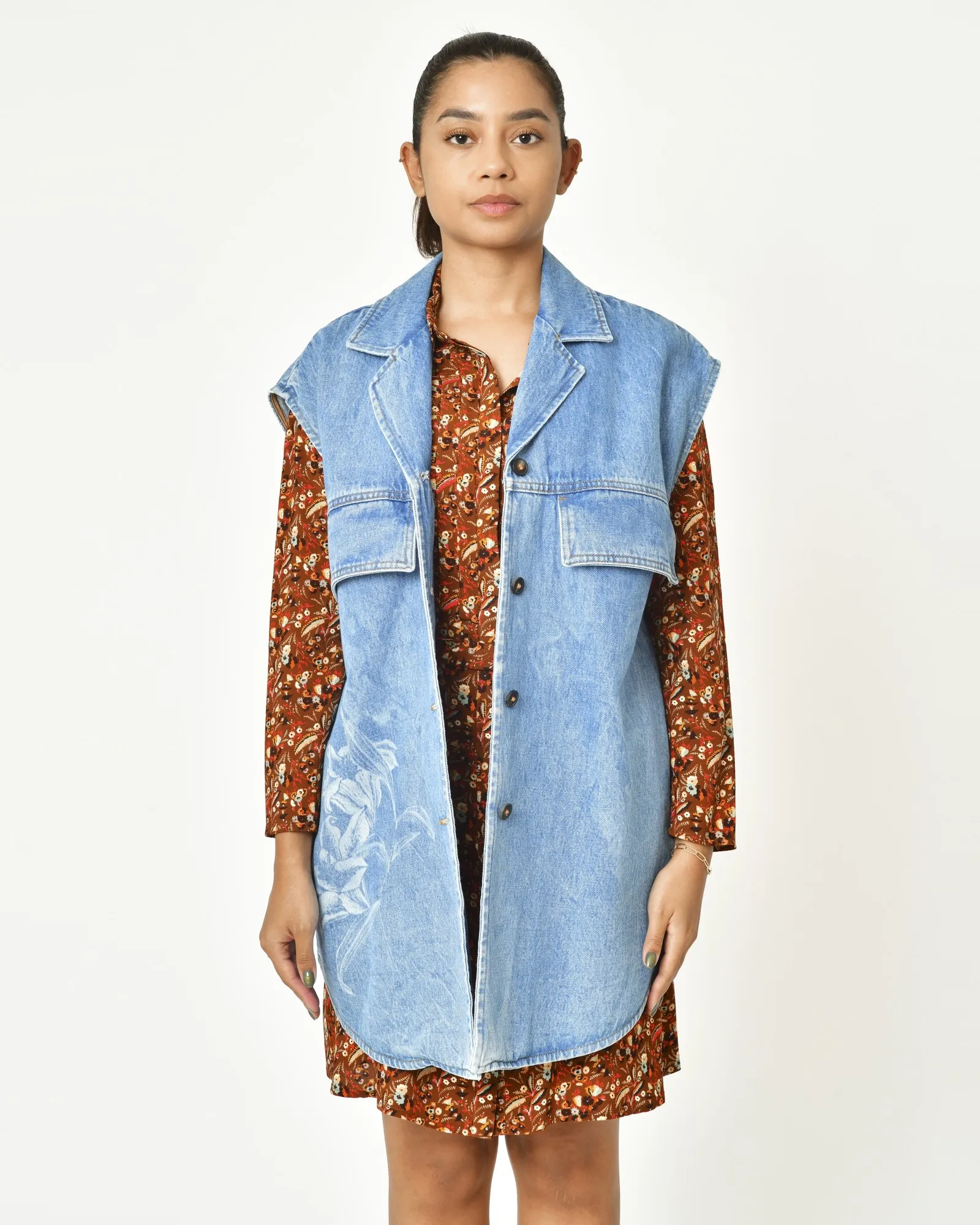 Blouson oversize en jean sans manche T_coat 